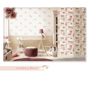 Papel pintado Mondo baby Rainbows blanco y rosa Noordwand Multicolor 13033 con diseño de arcoíris rosa sobre base blanca, ideal para habitaciones infantiles