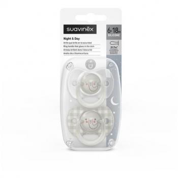 Suavinex Chupete Fisiológico para Bebé Noche Rabbit 6-18 Meses