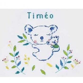 Kit de Punto de Cruz DMC Koala Nacimiento - Lino, Hilo Mouliné - Dimensiones 19x16 cm