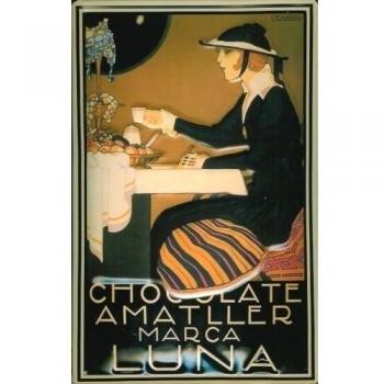 Chocolate Amatller Marca Luna Cartel de chapa Cartel Chapa Metal Tin Sign 20x 30cm