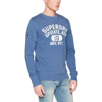 Superdry Upstate Wash Crew Sweat, Sudadera para Hombre, BLU