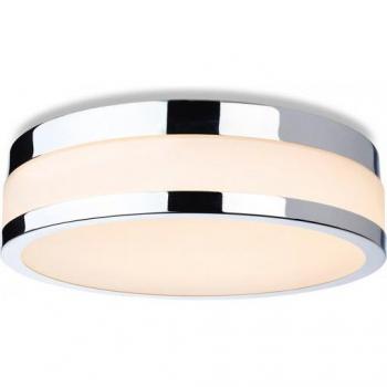 Plafón Marnie LED de 1 luz, cromado, con cristal opalino blanco, IP44
