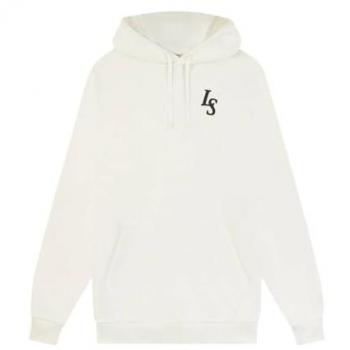 Lyle & Scott Men's Club Emblem Chalk Hoodie - Cream Cotton - Size Large