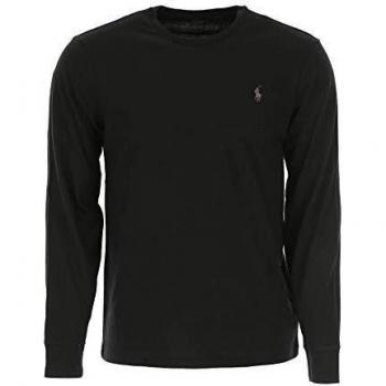 Camiseta de manga larga Polo Ralph Lauren Custom Slim Fit negra para hombre, talla L