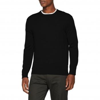 Suéter de lana virgen para hombre, cuello redondo, color negro, Armani Exchange