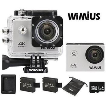 Aámara Deportiva 4K 1080P 60fps WiMiUS Q1 WIFI Pantalla de 2 Pulgadas con 2 Batería y 16 GB tarjeta SD