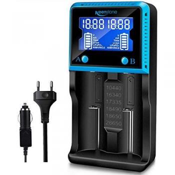 18650 Cargador Batería, Keenstone Cargador Pilas Inteligente, Cargador Pilas AA y AAA, LCD Pantalla Cables para baterías Recargables Ni-MH Ni-CD SC 10440 14500 16340 18560 22650 25500 26650 20700