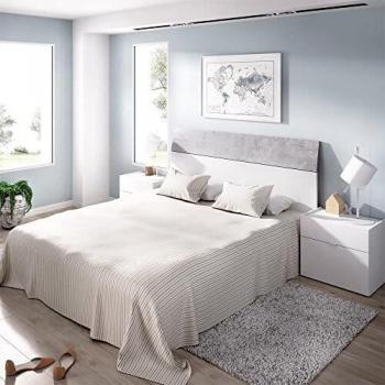 Rimobel GIA Cabezal, Madera, Blanco/Cemento, De Matrimonio