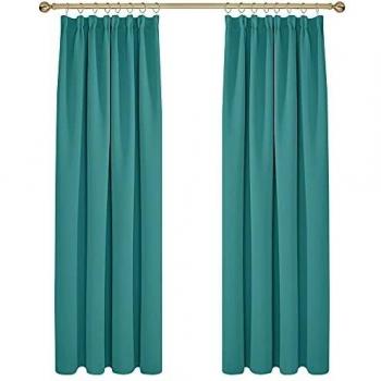 Deconovo Cortinas Opacas Térmicas Aislantes para Ventanas de Habiatción con Doradillas 2 Piezas 140x220cm Turquesa