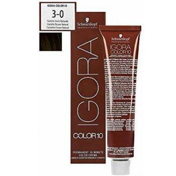 Schwarzkopf Professional Igora Color 10 Permanent Hair Colour 60ml - 3-0 Dark Brown Natural, 10-minute application time