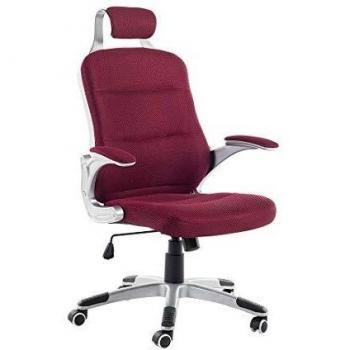 Silla de oficina giratoria ergonómica con malla borgoña altura ajustable con elevador de gas con ruedas estilo moderno