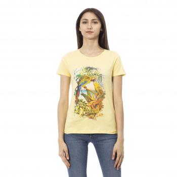 Trussardi Action Yellow Cotton Short Sleeve T-Shirt with Front Print - Size L