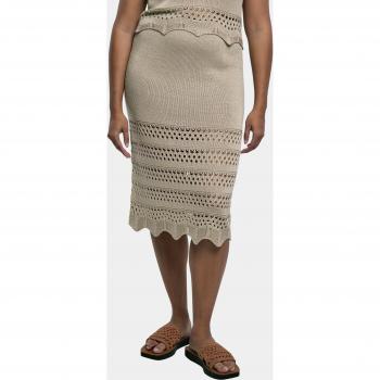 Urban Classics Women's 3/4 Crochet Knit Skirt in Soft Seagrass, XXL