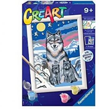 Kit de pintura por números Lobos bajo la Luna