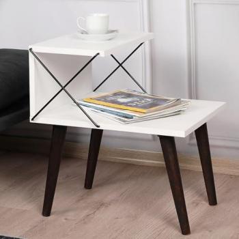 Mesa Auxiliar Bergen con Estante Aglomerado Haya 50x40x55cm - Blanco