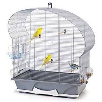 Jaula para Pájaros Nobby Ellipse 50, 70x38x75 cm, con base de plástico y rejilla metálica plateada