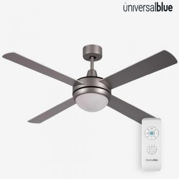 Ventilador de Techo SIROCO 3052X con Luz y Mando a Distancia, 132 cm, Inox, 60W, 4 Aspas
