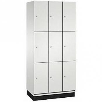 Armario de Compartimentos Bajo Llave Cambio C+P - 3 Departamentos, Acero, Color Gris Claro, Ancho 900 mm, 9 Compartimentos