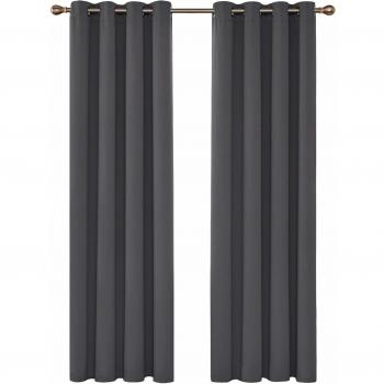 Deconovo Opaca Cortina Térmica Aislante y Ruido Reducción con Ojales 2 Piezas 117 x 229 cm Gris Oscuro