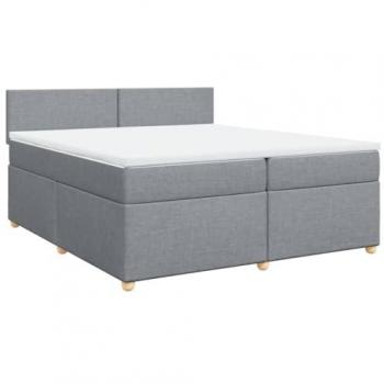 Cama box spring con colchón de muelles gris claro 200x200 cm tela