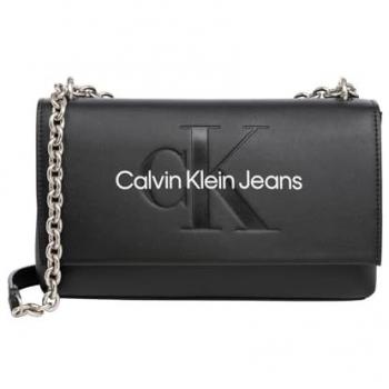 Calvin Klein Jeans Adjustable Strap Shoulder Bag with Clasp, Black, Female, Size: ONE SIZE