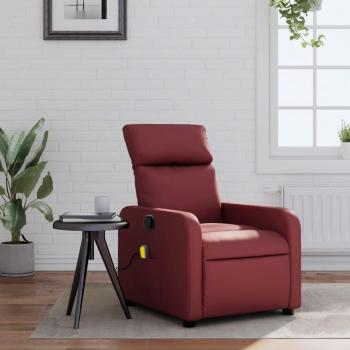 Silla de masaje reclinable en cuero sintético color vino rojo