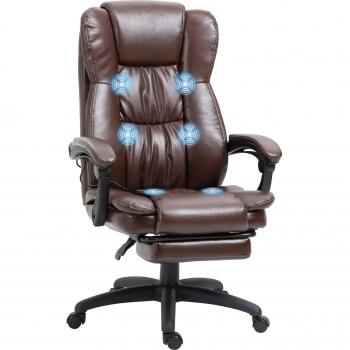 Vinsetto Silla de Escritorio Ergonómica con Masaje, Reposapiés Retráctil y Control Remoto, Giratoria y Ajustable en Altura 68.5x68.5x113-121