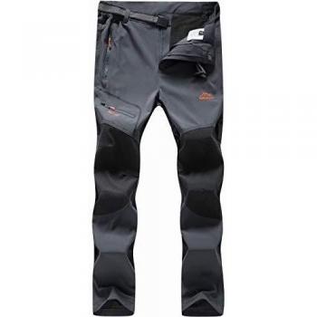 BenBoy Pantalones de Montaña Hombre Impermeables Invierno Calentar Pantalones Trekking Escalada Senderismo Softshell,KZ1672M-Grey1-XL