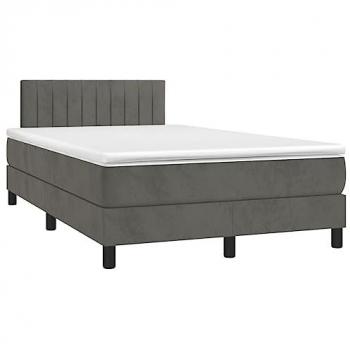 Cama Box Spring con Colchón y LED Terciopelo Gris Oscuro 120x190 cm