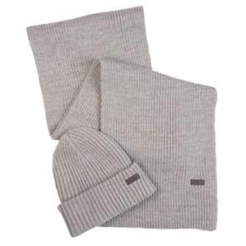 Barbour Crimdon Beanie & Scarf Gift Set - Grey - One Size - Male
