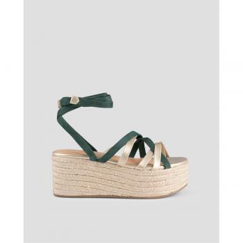 Sandalias de plataforma para mujer color aguamarina con tiras anudadas