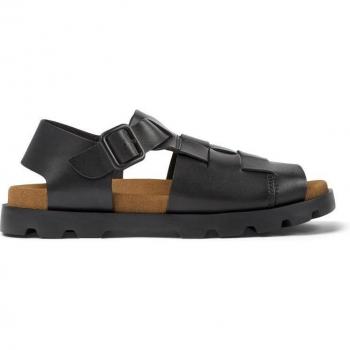 CAMPER Brutus Sandal - Men's Black Smooth Leather Sandals in Size 41