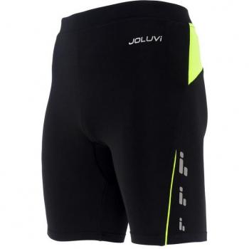 Mallas Cortas de Running Joluvi Profit Negras/Neón Amarillo 2XL para Hombre