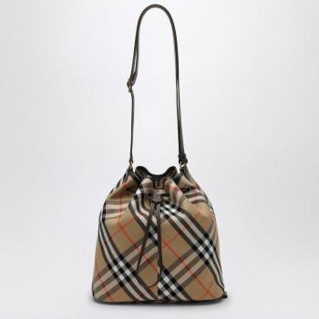 Burberry Women's Vintage Check Bucket-Style Shoulder Bag in Beige, Size: ONE SIZE