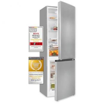 Combinación de Frío y Congelador Exquisit KGC320-95-E-040C, 315 Litros, Control Electrónico, Inoxidable, Clase C