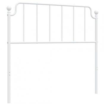 Cabecero de metal blanco 107 cm con diseño moderno, fabricado en metal resistente, ideal para somieres y estructuras de cama, dimensiones de 107 cm de ancho