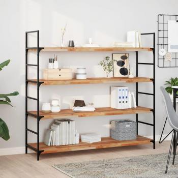 Estante flotante de madera de acacia maciza con acabado en aceite, dimensiones 120x40x4 cm, color marrón oscuro, mueble de almacenaje para oficina, estudio y dormitorio, estantería/librería/mueble