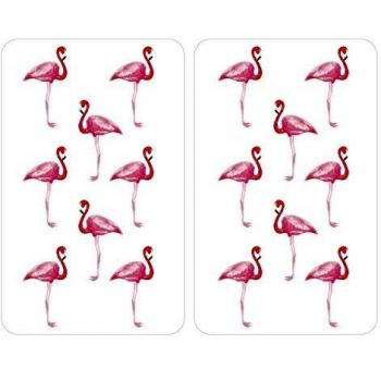 WENKO Placas cobertoras de vidrio universales Flamingo, Cubierta de cocina, juego de 2 unidades, para todos los tipos de cocinas, Vidrio endurecido, 30 x 52 cm, Multicolor