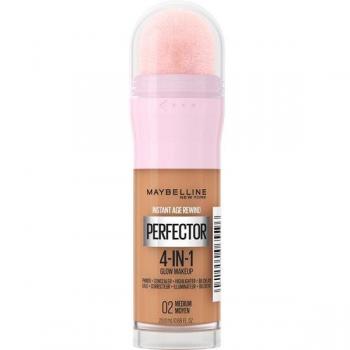 Maybelline Instant Age Rewind Perfector 4-in-1 Glow Makeup, Brightening Foundation, Shade 02 Medium, 20 ml