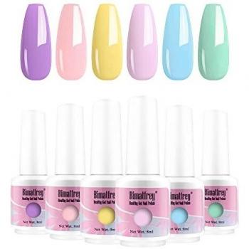 Bimatfrey Esmaltes de Uñas, Esmaltes en Gel Uñas UV LED, 6pcs Kit de Esmaltes Semipermanentes para Uñas, Kit de Esmaltes de Uñas en Gel Soak，Set de Regalo de Uñas de Gel de Colores