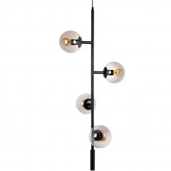 Lámpara de techo moderna bola de metal y cristal negra Ø 40x234 cm
