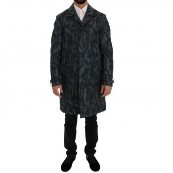 Dolce & Gabbana Blue Camouflage Trench Coat - IT48 | M