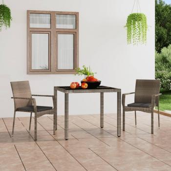 Sillas de jardín con almohadas 2 piezas en Polyrattan gris