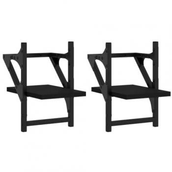 Estantes de pared con varillas 2 piezas negro 20x25x30 cm