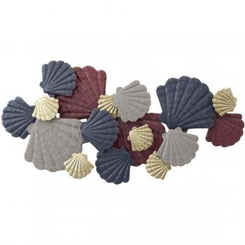 Fíjalo Decoración pared metal 119x9x60 conchas multicolor