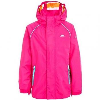 Trespass Lunaria de los niños Impermeable Lluvia/al Aire Libre Chaqueta con Capucha Desmontable y Detalles Reflectantes, Infantil, Color Pink Lady, tamaño 2/3