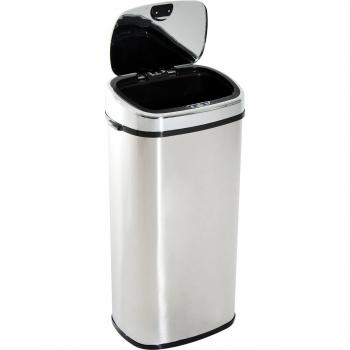 HOMCOM Cubo de Basura Inteligente de Acero Inoxidable 68L con Sensor de Infrarroja de Apertura Automática y Contacto Manual 40,5x29,5x78 cm Plata