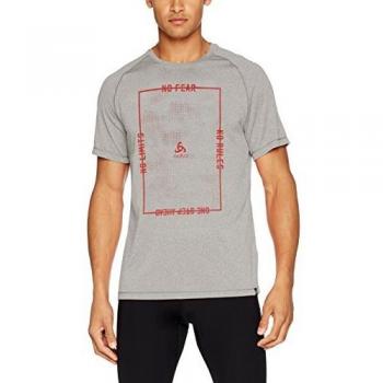 Odlo S/S Aion Camisetas, Otoño-Invierno, Hombre, Color Grey Melange with Train Print FW17, tamaño Small