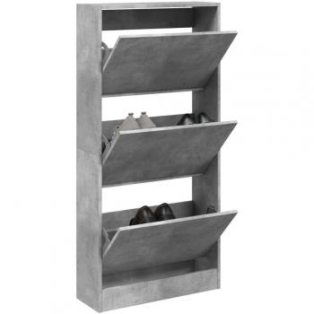 Zapatero Armario Estantería para Zapatos de Madera de Ingeniería Color Blanco, Gris Hormigón y Gris Sonoma 60x21x125,5 cm