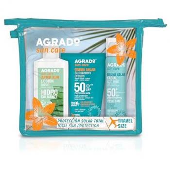 Neceser Travel Kit Total Sun Protection - Agrado (Loción Aftersun 100 ml + Crema Solar 100 ml + Bruma Facial 75 ml)